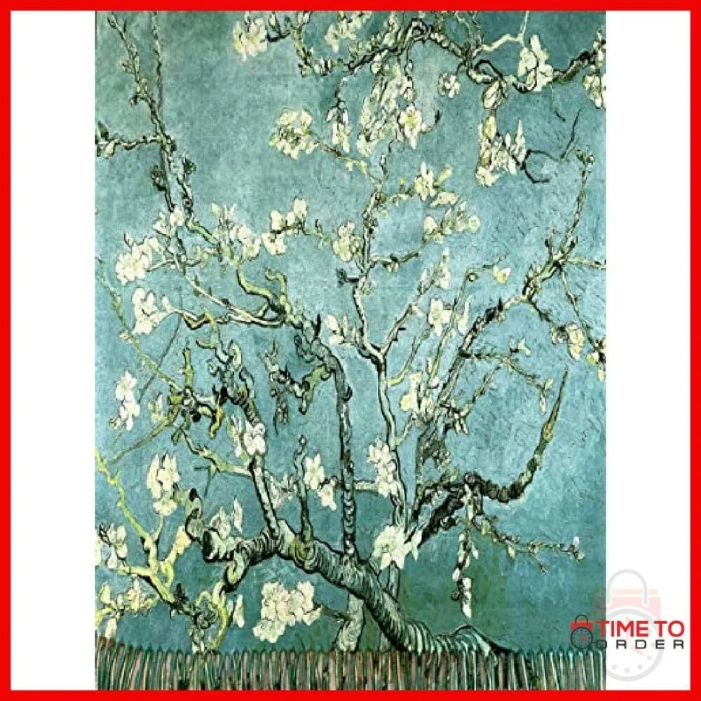 Reversible Van Gogh Art Scarf Wrap Shawl 27.5x78.7 Inches Soft Pashmina